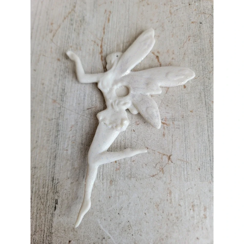 Vintage fairy white porcelain ornament Xmas elf pixie unique home decor figure
